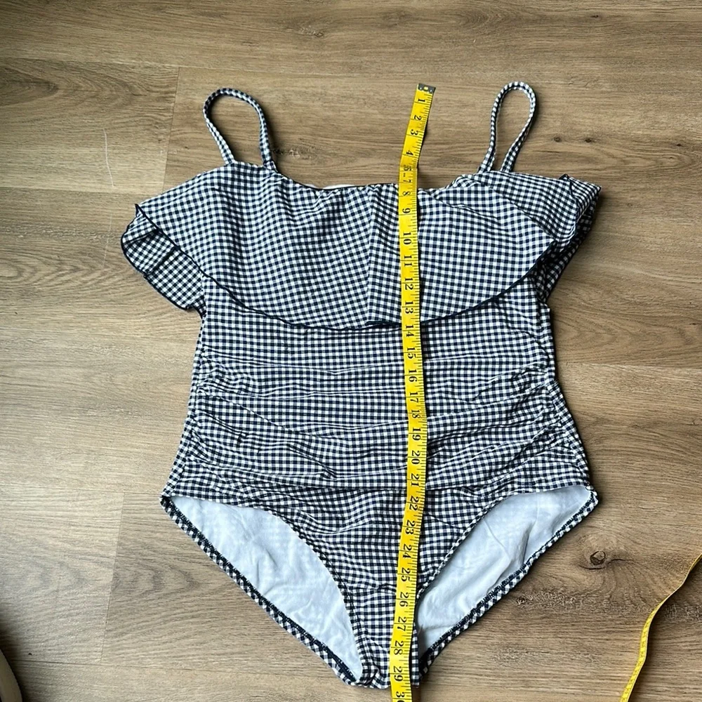 KONA  SOL SIZE L  Blue Navy and White Gingham Swimsuit - Picture 7 of 10